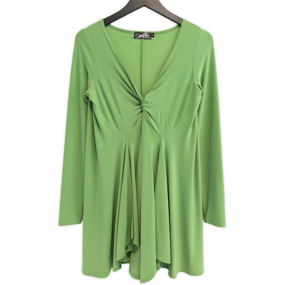 Sympli Tunic Top Women 8 Chartreuse Green Long Sleeve Travel Wear Made in Canada